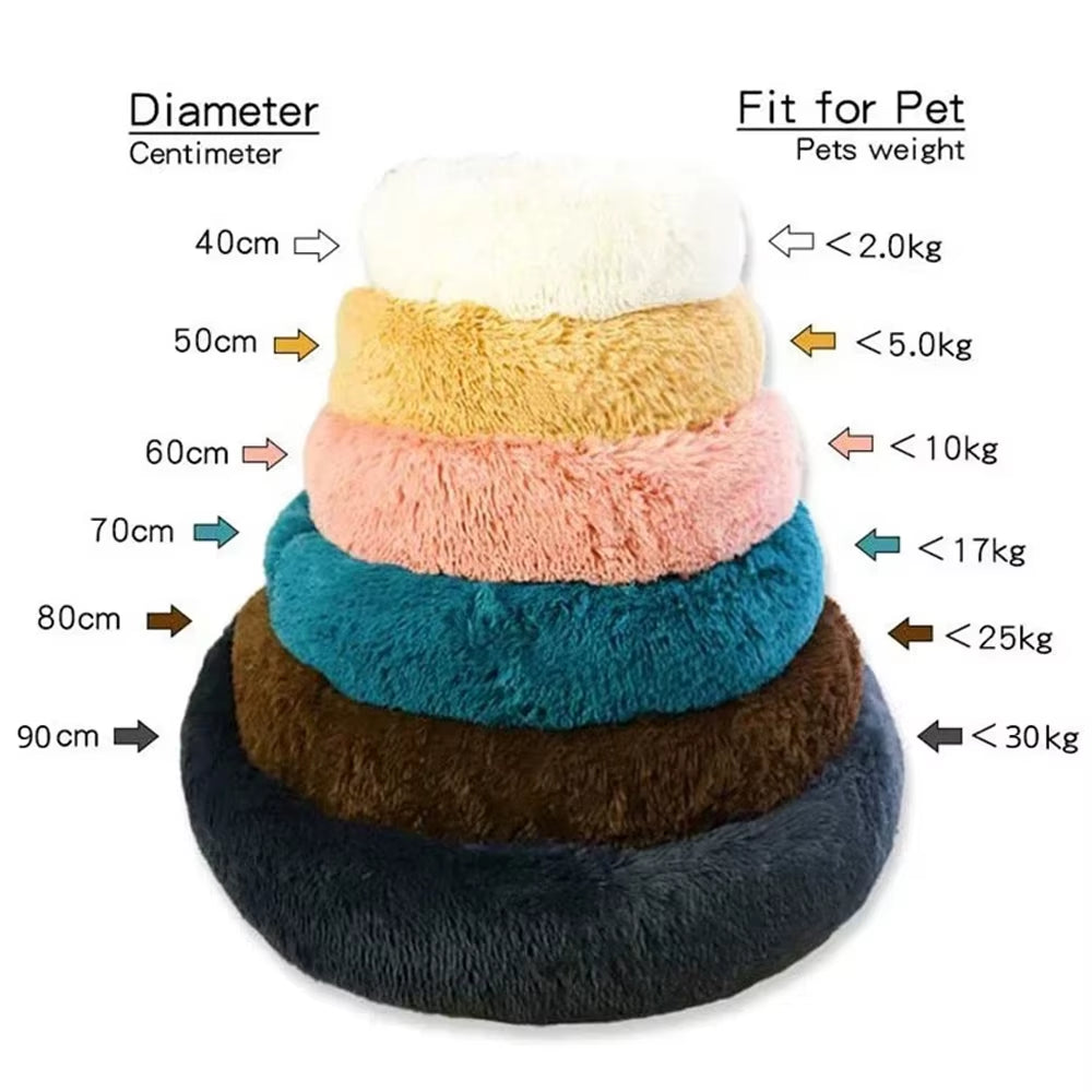 Plush Round Pet Bed - Self-Warming Donut Cuddler for Dogs & Cats