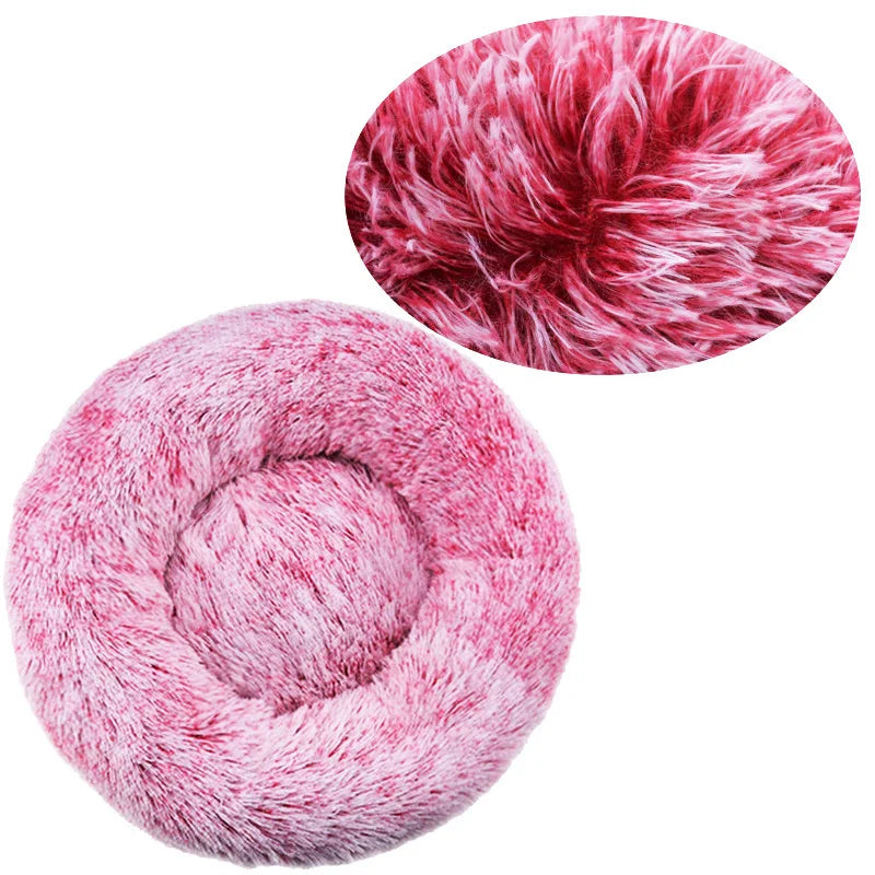 Plush Round Pet Bed - Self-Warming Donut Cuddler for Dogs & Cats