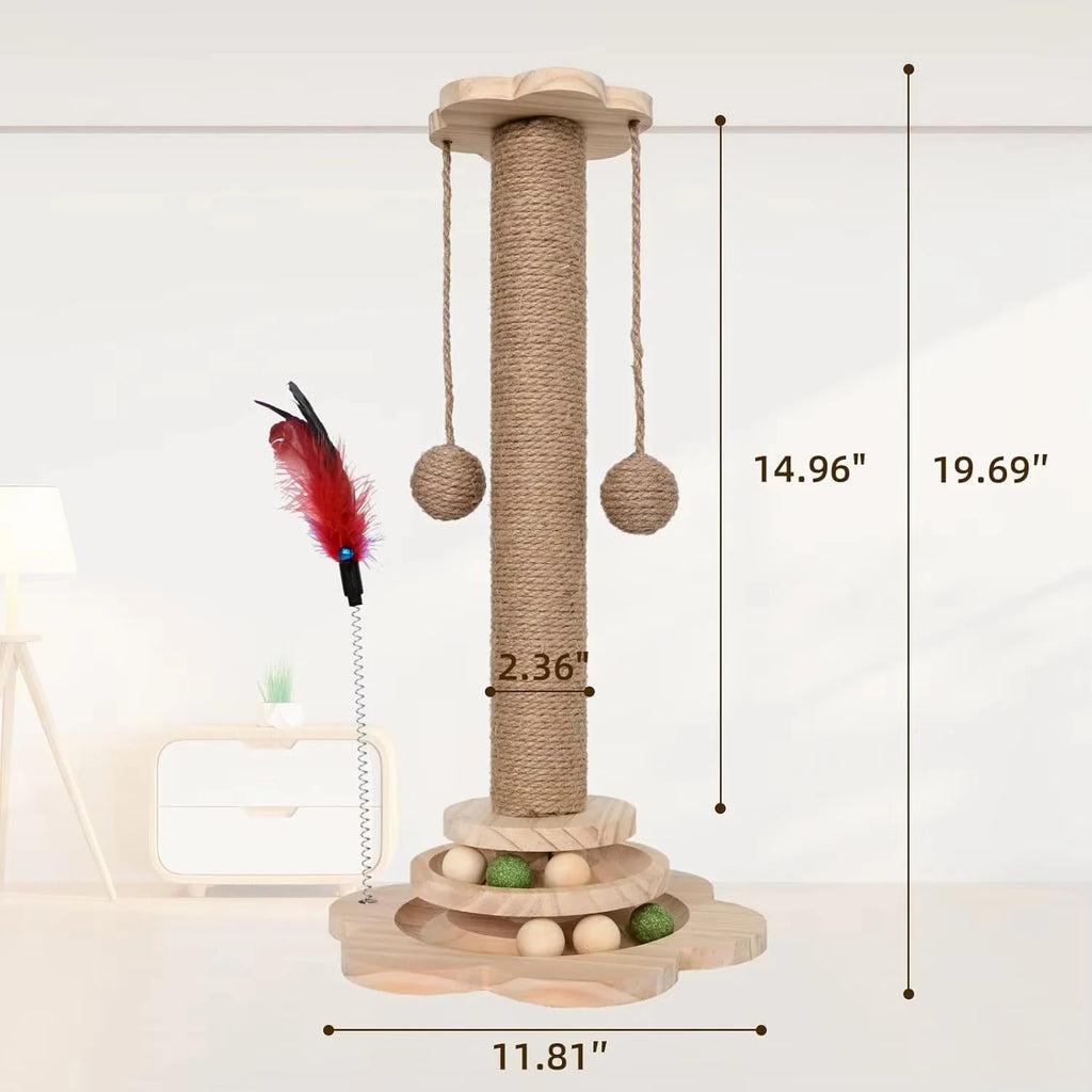 2-in-1 Cat Scratching Post & Play Turntable