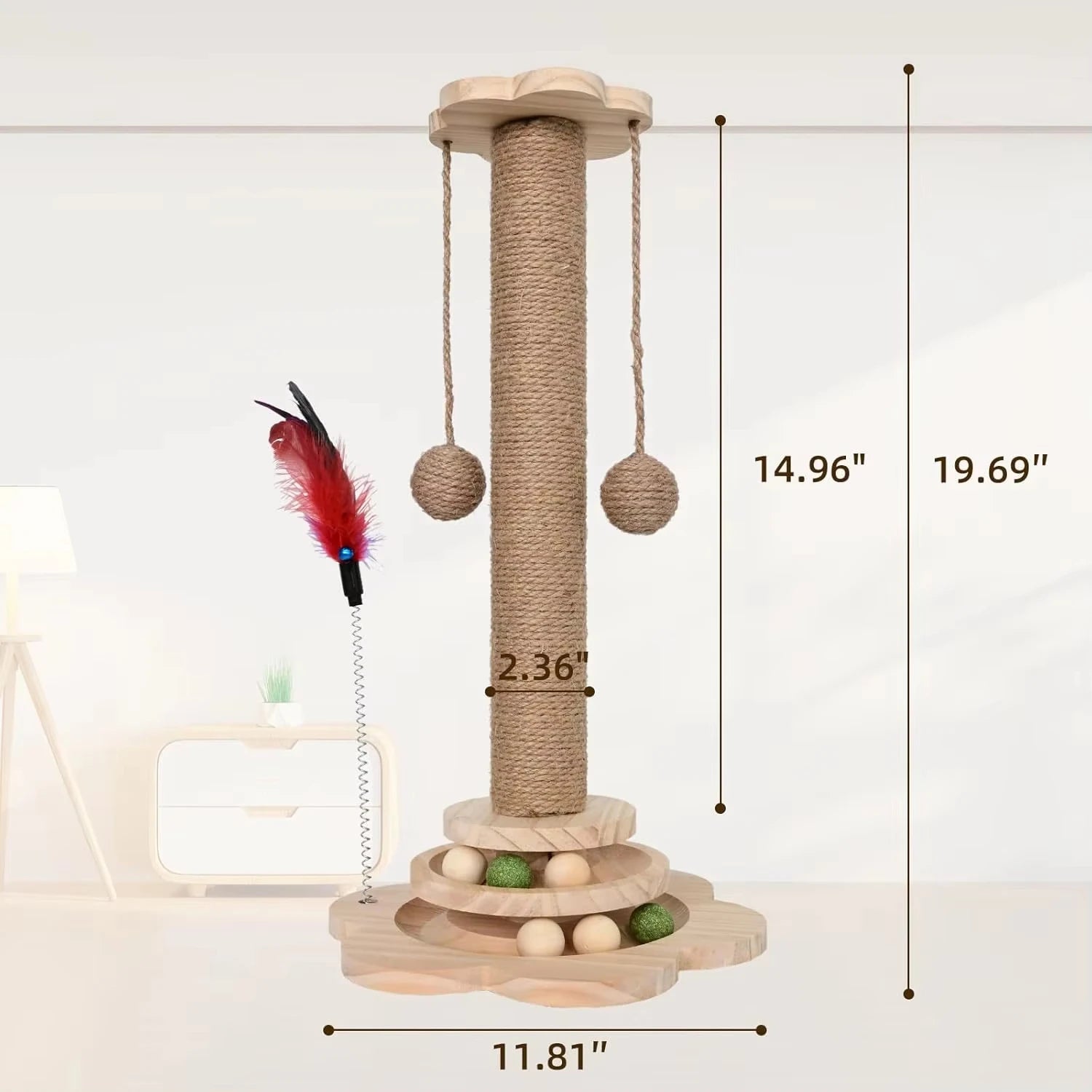 2-in-1 Cat Scratching Post & Play Turntable