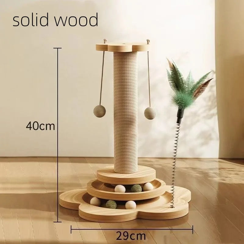 2-in-1 Cat Scratching Post & Play Turntable