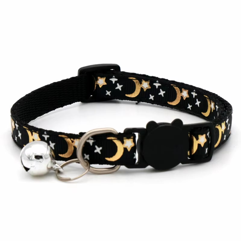 Gold Stars & Moon Adjustable Cat Collar